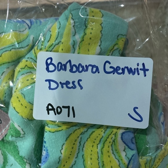 Barbara Gerwit Vintage Knit Print Dress Shirt Collar Style Size Small Coastal - Picture 10 of 10